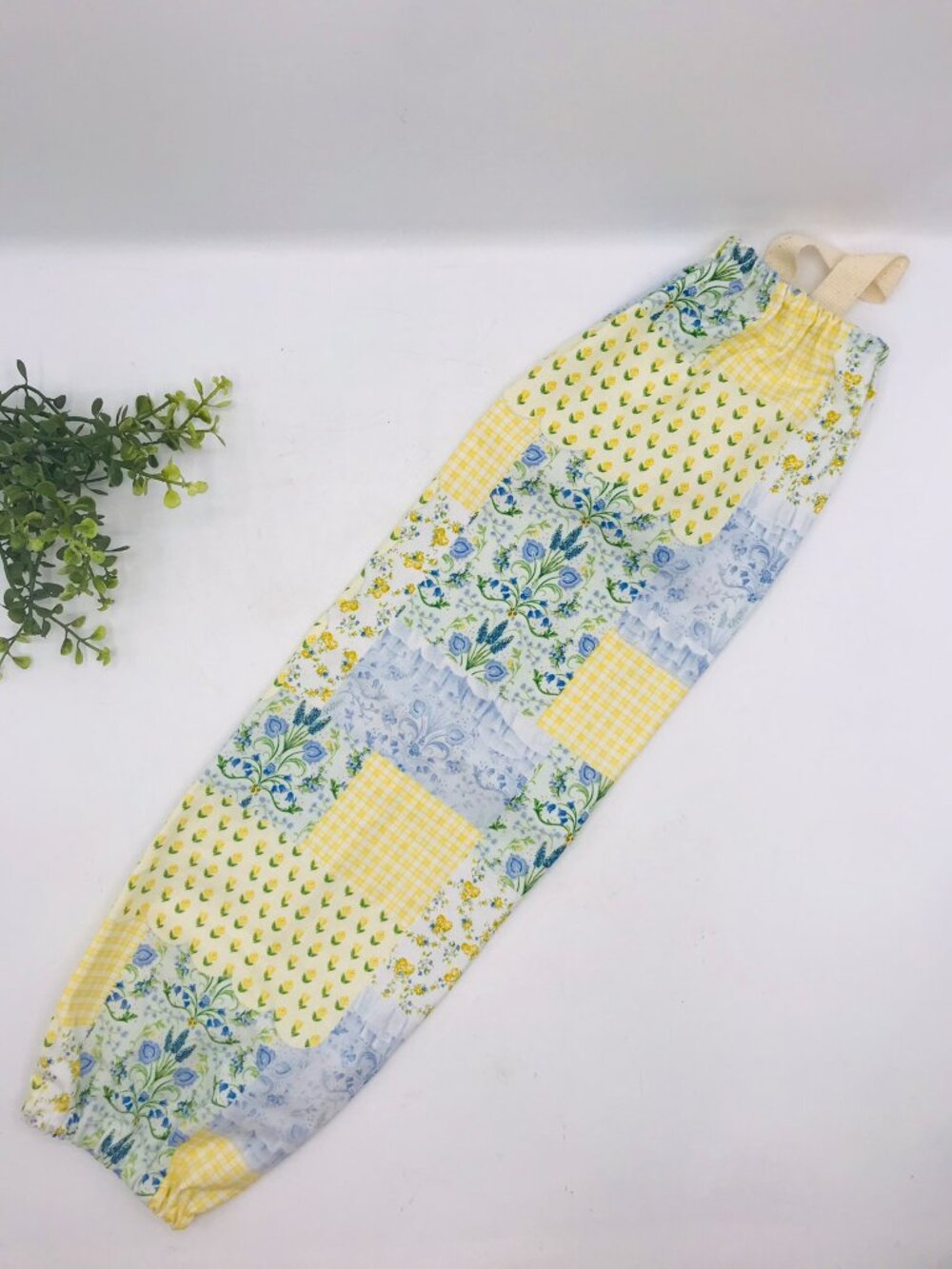 Grocery Bag Holder: Plastic Bag Organizer, Patchwork Yellow Holds 25+ Bags